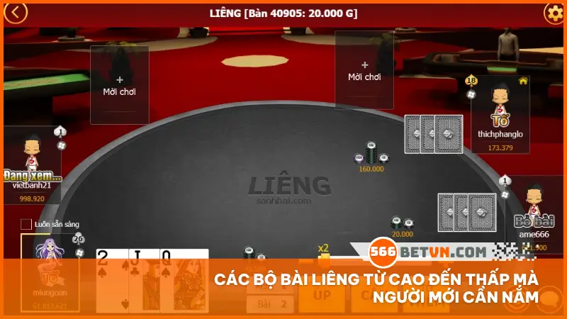 Các bộ bài liêng từ cao đến thấp mà người mới cần nắm