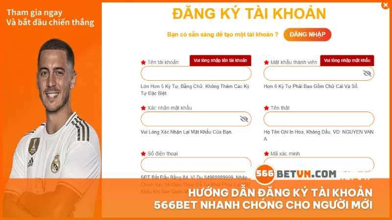 Cách đăng ký tại 566bet được tối ưu đơn giản, ai cũng có thể tự thực hiện chỉ trong vài phút để bắt đầu cá cược.