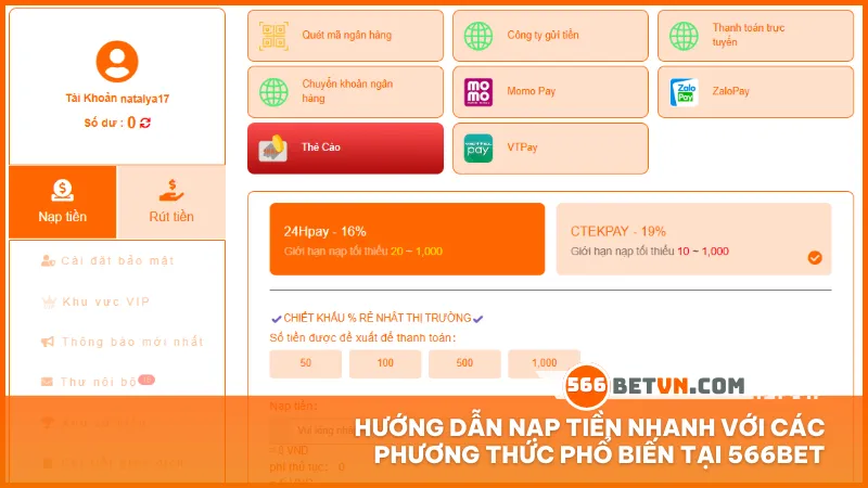 Thực hiện theo hướng dẫn nạp tiền để bắt đầu hành trình cá cược đỉnh cao tại 566bet một cách dễ dàng.