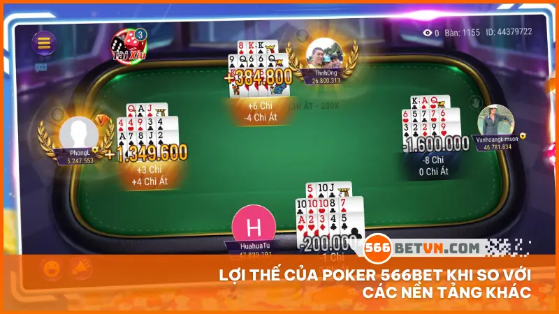 Lợi thế của Poker 566bet khi so với các nền tảng khác